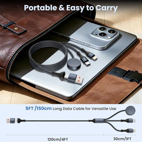 Cruise Essentials,3 in 2 USB C Cable for Watch Charger/iPhone 17 Charger Cable Designed for iWatch Chargers,Multi Charging Cable Compatible with iPhone 17-11/iWatch All Series 5FT 2PS in Saudi Arabia