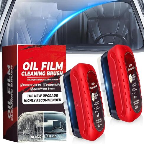 Automotive Oil Film Cleaning Brush New Glass Coating for Windshield Glass Oil Film Remover,Clear Vision Glass Cleaner with Refill for Windshield Improves Clarity and Visibility(1PCS) in Kuwait