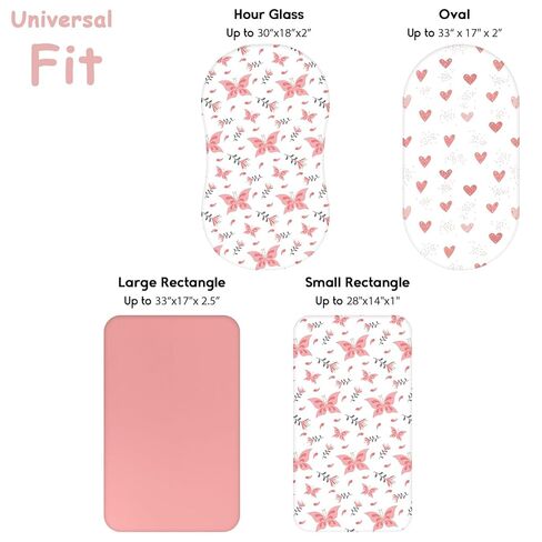 Yoofoss Bassinet Sheets for Baby,3-Pack Fitted Bassinet Sheets Set Compatible with Halo Bassinest Swivel Sleeper,Baby Delight,Angelbliss,Soft Breathable Bassinet Mattress Sheets(Pink+Butterflies) in Kuwait