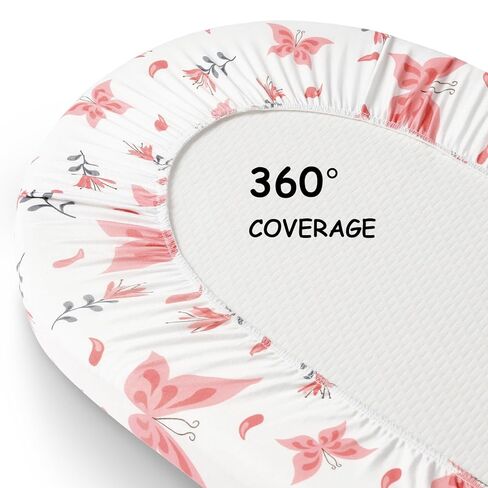 Yoofoss Bassinet Sheets for Baby,3-Pack Fitted Bassinet Sheets Set Compatible with Halo Bassinest Swivel Sleeper,Baby Delight,Angelbliss,Soft Breathable Bassinet Mattress Sheets(Pink+Butterflies) in Kuwait