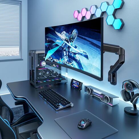 ARES WING Single Monitor Wall Mount for 17-40 Inch Ultrawide Screens, Heavy Duty Monitor Arm Up to 26.4 lbs, Fully Adjustable Wall Mount, VESA 75x75/100x100 Compatible, Black in Saudi Arabia