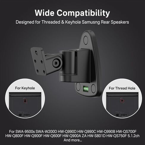 Upgraded Wall Mounts for Samsung Speaker Mounts - Adjustable Wall Brackets for Samsung SWA-9500s / SWA-W200D HW-Q990D/HW-Q990C/HW-QS700F/HW-Q800F/HW-Q900F/HW-Q600F Speakers Wr Keyhole & Thread Hole in Saudi Arabia