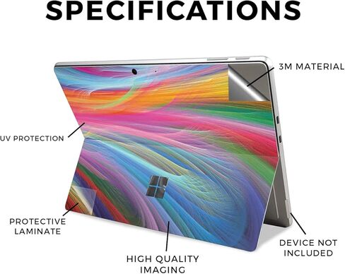 Tablet Skin Compatible with Microsoft Surface Pro 11 (2024-2025) - Rainbow Waves - Premium 3M Vinyl Protective Wrap Decal Cover - Easy to Apply | Crafted in The USA by MightySkins in Saudi Arabia