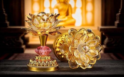 2Pack-Colorful LED Lotus Buddhist Lamp, Built 13 Buddhist Songs-Gold | Gradient Buddha Light for Worship, Prayer and Display, Low Power Consumption, Eco, Buddhist Supplies in Saudi Arabia