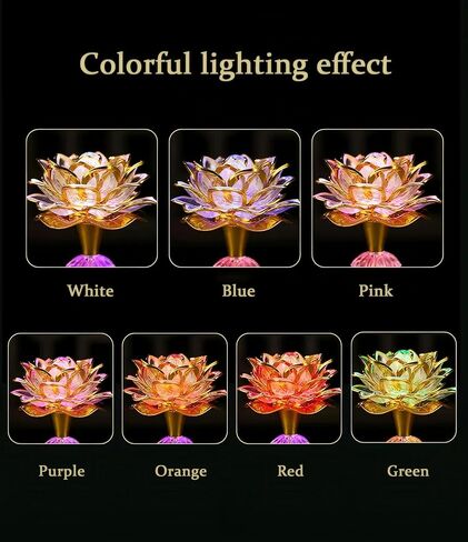 2Pack-Colorful LED Lotus Buddhist Lamp, Built 13 Buddhist Songs-Gold | Gradient Buddha Light for Worship, Prayer and Display, Low Power Consumption, Eco, Buddhist Supplies in Saudi Arabia