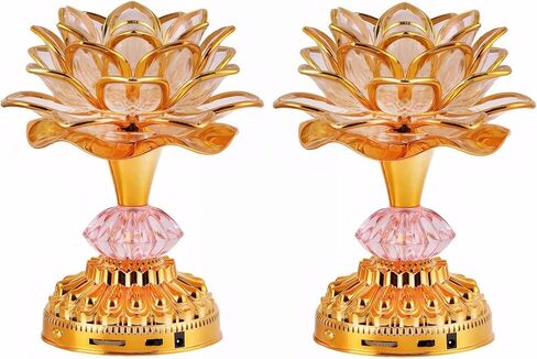 2Pack-Colorful LED Lotus Buddhist Lamp, Built 13 Buddhist Songs-Gold | Gradient Buddha Light for Worship, Prayer and Display, Low Power Consumption, Eco, Buddhist Supplies in Saudi Arabia