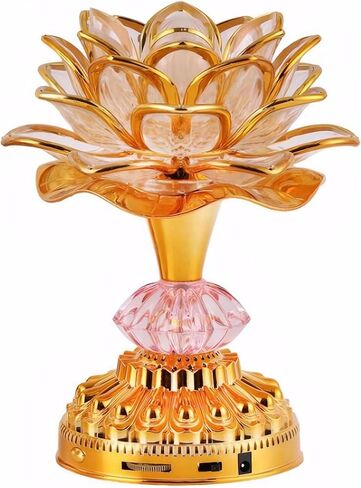 2Pack-Colorful LED Lotus Buddhist Lamp, Built 13 Buddhist Songs-Gold | Gradient Buddha Light for Worship, Prayer and Display, Low Power Consumption, Eco, Buddhist Supplies in Saudi Arabia