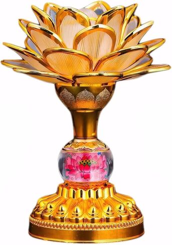 2Pack-Colorful LED Lotus Buddhist Lamp, Built 13 Buddhist Songs-Gold | Gradient Buddha Light for Worship, Prayer and Display, Low Power Consumption, Eco, Buddhist Supplies in Saudi Arabia