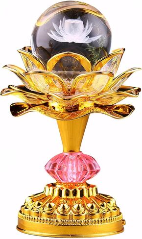2Pack-Colorful LED Lotus Buddhist Lamp, Built 13 Buddhist Songs-Gold | Gradient Buddha Light for Worship, Prayer and Display, Low Power Consumption, Eco, Buddhist Supplies in Saudi Arabia