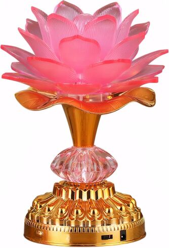 2Pack-Colorful LED Lotus Buddhist Lamp, Built 13 Buddhist Songs-Gold | Gradient Buddha Light for Worship, Prayer and Display, Low Power Consumption, Eco, Buddhist Supplies in Saudi Arabia