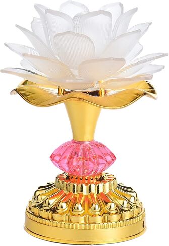 2Pack-Colorful LED Lotus Buddhist Lamp, Built 13 Buddhist Songs-Gold | Gradient Buddha Light for Worship, Prayer and Display, Low Power Consumption, Eco, Buddhist Supplies in Saudi Arabia