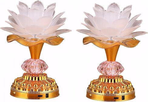 2Pack-Colorful LED Lotus Buddhist Lamp, Built 13 Buddhist Songs-Gold | Gradient Buddha Light for Worship, Prayer and Display, Low Power Consumption, Eco, Buddhist Supplies in Saudi Arabia