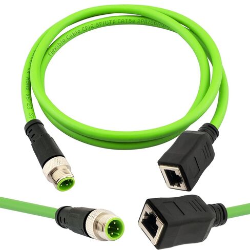 كابل إيثرنت صناعي M12 إلى RJ45 أنثى، ربط أنظمة التشغيل الآلي M12 4 Pin D Code ذكر كابل محمي، Cat5e SFTP 26 AWG 1M/3.3Ft in Kuwait