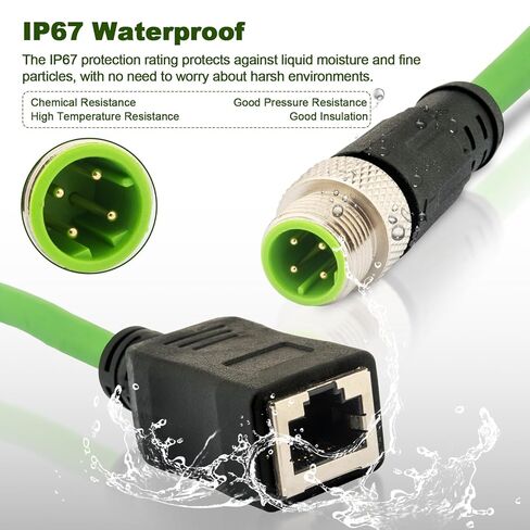 كابل إيثرنت صناعي M12 إلى RJ45 أنثى، ربط أنظمة التشغيل الآلي M12 4 Pin D Code ذكر كابل محمي، Cat5e SFTP 26 AWG 1M/3.3Ft in Kuwait