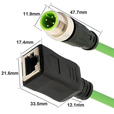 كابل إيثرنت صناعي M12 إلى RJ45 أنثى، ربط أنظمة التشغيل الآلي M12 4 Pin D Code ذكر كابل محمي، Cat5e SFTP 26 AWG 1M/3.3Ft in Kuwait