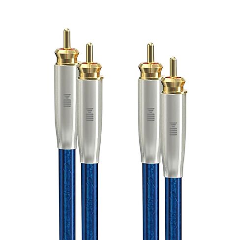 كابل صوت RCA مزدوج مطلي بالفضة ونحاس كريستالي مفرد (عملية OCC) 2RCA M/M ستيريو HiFi إشارة صوتية لمنع الضوضاء محمية من RCA الياقوت الأزرق PVC لـ AMP/DACs/المسرح المنزلي in Saudi Arabia