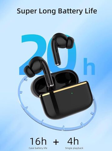 TW300 Wireless Bluetooth Earbuds, Black, True Wireless in-Ear Headphones with Deep Bass, Surround Sound, Gaming Compatible, Charging Case (Black) in Saudi Arabia