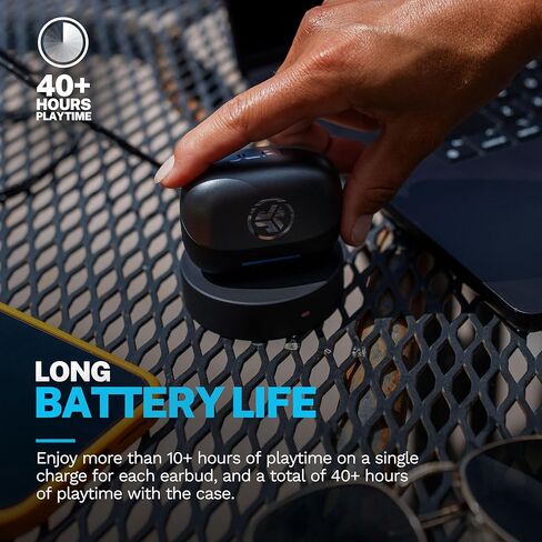 سماعات أذن بلوتوث لاسلكية JLab Epic Pods ANC، نظام تشغيل هجين مزدوج، محرك نولز المتوازن، إلغاء الضوضاء التكيفي، وقت تشغيل يزيد عن 56 ساعة، صوت مخصص عبر التطبيق، شحن لاسلكي، أسود in Kuwait