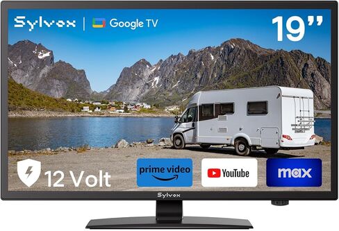 تلفزيون SYLVOX مقاس 19 بوصة RV، تلفزيون ذكي 12 فولت مع نظام تشغيل Google، عرض واسع 178 درجة، منافذ HDMI/USB، طاقة تيار متردد/تيار مستمر، حماية من الجهد الكهربي للتخييم والمنزل المتنقل واستخدام RV in Saudi Arabia