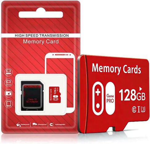128GB Micro Memory Card with Adapter, C10/U3/UHS-I/A2 TransFlash Card, TF Card for Camera, Smartphone, Tablet, Drone, Red in Saudi Arabia