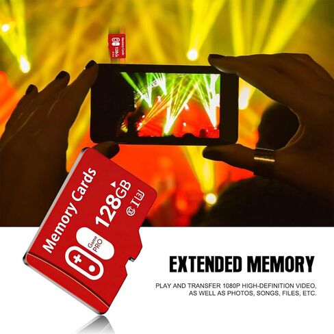 128GB Micro Memory Card with Adapter, C10/U3/UHS-I/A2 TransFlash Card, TF Card for Camera, Smartphone, Tablet, Drone, Red in Saudi Arabia