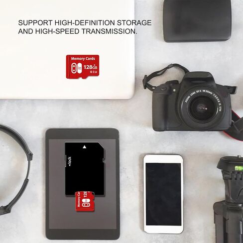 128GB Micro Memory Card with Adapter, C10/U3/UHS-I/A2 TransFlash Card, TF Card for Camera, Smartphone, Tablet, Drone, Red in Saudi Arabia