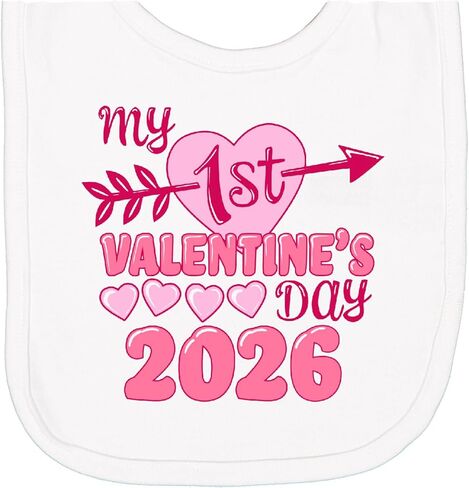 Inktastic My First Valentine 2026- مريلة لحديثي الولادة على شكل قلب وسهم in Saudi Arabia