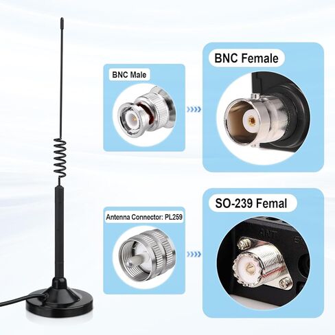 Superbat 27MHz CB Antenna with Magnetic Base PL259 & BNC Male Connector for Cobra Midland Galaxy Uniden Radioddity Texas Ranger RoadKing Vehicle Car Truck Mobile CB Radio in Saudi Arabia