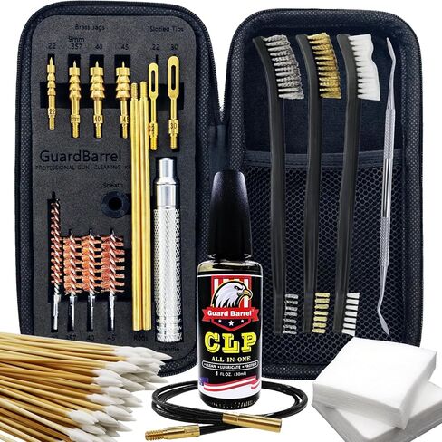 Gun Cleaning Kit Universal Pistol Cleaning Kit for .22,.357,.38,9mm,.45 Caliber Handgun Cleaning Kit 1oz Gun Cleaning Oil, Cleaning Swabs, Bronze Bore Brush and Brass Jag Adapter with Portable Case in Saudi Arabia