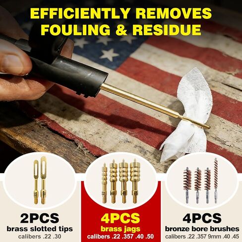 Gun Cleaning Kit Universal Pistol Cleaning Kit for .22,.357,.38,9mm,.45 Caliber Handgun Cleaning Kit 1oz Gun Cleaning Oil, Cleaning Swabs, Bronze Bore Brush and Brass Jag Adapter with Portable Case in Saudi Arabia