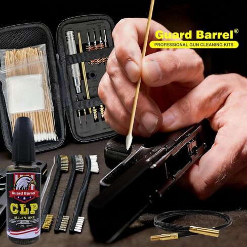 Gun Cleaning Kit Universal Pistol Cleaning Kit for .22,.357,.38,9mm,.45 Caliber Handgun Cleaning Kit 1oz Gun Cleaning Oil, Cleaning Swabs, Bronze Bore Brush and Brass Jag Adapter with Portable Case in Saudi Arabia