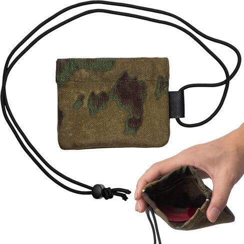 Camouflage Mouth Call Holder, Holds 12 Diaphragm Reeds，3.54" x 4.72" Whistle Pouch for Elk & Turkey Call Holder, Flap with Internal Divider & Neck Lanyard for Hunting & Survival Gear in Kuwait