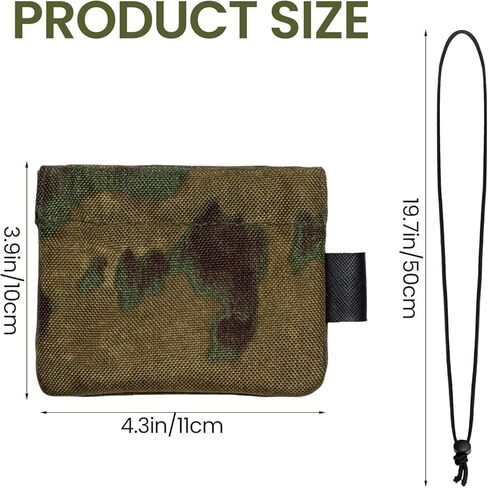 Camouflage Mouth Call Holder, Holds 12 Diaphragm Reeds，3.54" x 4.72" Whistle Pouch for Elk & Turkey Call Holder, Flap with Internal Divider & Neck Lanyard for Hunting & Survival Gear in Kuwait