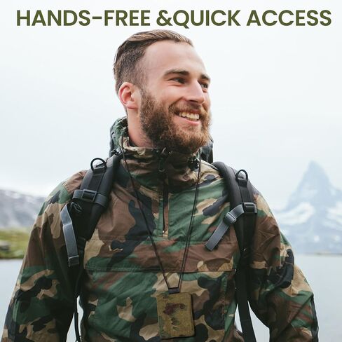 Camouflage Mouth Call Holder, Holds 12 Diaphragm Reeds，3.54" x 4.72" Whistle Pouch for Elk & Turkey Call Holder, Flap with Internal Divider & Neck Lanyard for Hunting & Survival Gear in Kuwait