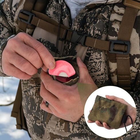 Camouflage Mouth Call Holder, Holds 12 Diaphragm Reeds，3.54" x 4.72" Whistle Pouch for Elk & Turkey Call Holder, Flap with Internal Divider & Neck Lanyard for Hunting & Survival Gear in Kuwait
