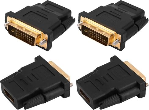4pcs Bi Directional DVI-I Adapter, DVI-D Male to Female Bidirectional Gold Plated Adaptor Support 4K 60HZ Port Converter for Displayport Monitor Computer Projector TV in Saudi Arabia