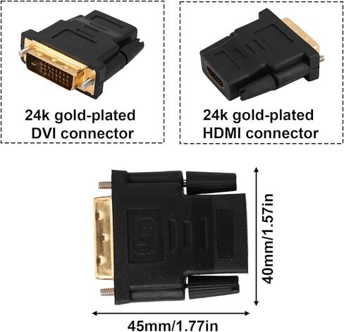 4pcs Bi Directional DVI-I Adapter, DVI-D Male to Female Bidirectional Gold Plated Adaptor Support 4K 60HZ Port Converter for Displayport Monitor Computer Projector TV in Saudi Arabia
