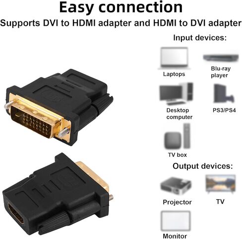 4pcs Bi Directional DVI-I Adapter, DVI-D Male to Female Bidirectional Gold Plated Adaptor Support 4K 60HZ Port Converter for Displayport Monitor Computer Projector TV in Saudi Arabia