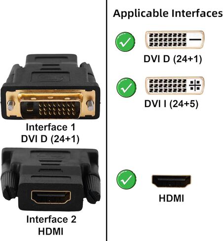 4pcs Bi Directional DVI-I Adapter, DVI-D Male to Female Bidirectional Gold Plated Adaptor Support 4K 60HZ Port Converter for Displayport Monitor Computer Projector TV in Saudi Arabia