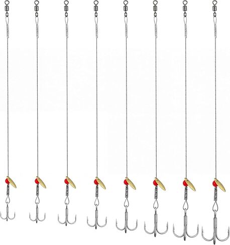 Soulchen 8 Pcs Ice Fishing Tip up Leader Rig Set with Size 1-8 Sharp Hooks, 7.9 Inches Weighted Stainless Steel Sucker Walleye Pike Musky Predator Rig for Ice Angling in Saudi Arabia
