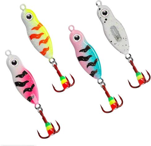 Dovesun Ice Fishing Rattle Spoons Glow Ice Fishing Lures Ice Fishing jigs Accessories Gear Gifts for Walleye Bass Catfish Trout 3PCS/12PCS in Saudi Arabia