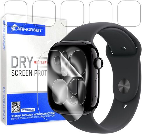 Armorsuit 6 Pack Dry-Shield Screen Protector for Apple Watch Series 10 46mm التثبيت الجاف الجاف لفيلم TPU Clear Clear Clear Clear in Kuwait