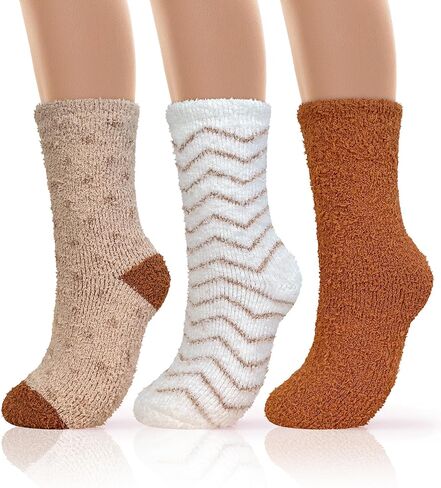 72-Needle Buttery Soft Fuzzy Socks for Women Cheetah Leopard Animal Print, Cute Fluffy Cozy Comfy Funny Crazy Socks 3 Pairs, Halloween Gifts Boo Spooky Basket Stuffers in Saudi Arabia