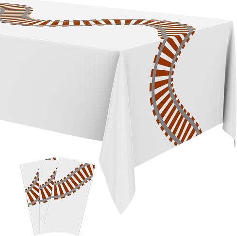 3 Pieces Railroad Train Track Tablecloths Train Birthday Party Supplies 54 x 108 Inch Plastic Table Covers for Party Decorations in Saudi Arabia