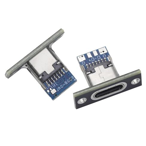 10PCS USB 3.1 Type C Connector 24 Pins Female Plug Socket Receptacle Adapter to Solder Wire & Cable 24P PCB Board Support Module with Black Screw Fixing Plate in Saudi Arabia