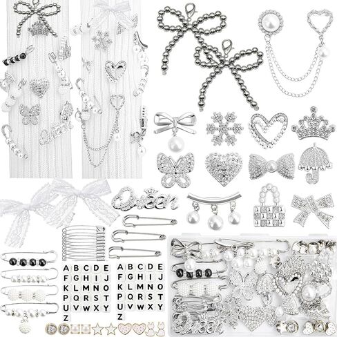 RQaye 410pcs سحر الأحذية للأحذية الرياضية ، مجموعة سحر الجوارب غير المرغوب فيها مع حبات الرسائل ، ودبابيات الذهب ودبابيس للنساء ، وسحر الدبوس السلامة الجورب ، واللؤلؤ وحجر الراين السحر in Kuwait