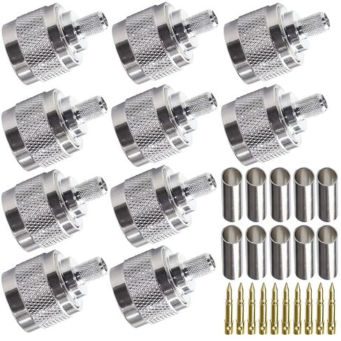 TUOLNK N Type Crimp Connector N Male Plug Adapter for RG58 RG142 50Ohm Low Loss High Frequency Coaxial Connector Pack of 10 in Saudi Arabia