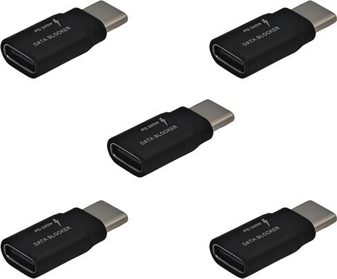 5 عبوات من مانع بيانات USB c، تحمي من مقبس العصير. مانع بيانات USB للشحن فقط، يدعم شحن PD حتى 240 وات. رفض القرصنة يوفر شحنًا آمنًا. in Kuwait