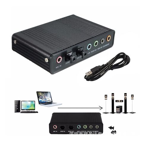 Professional USB Sound Card 6 Channel 5.1 Optical External Audio Card Converter CM6206 Chipset Compatible with Laptop Desktop(Blue) in Saudi Arabia