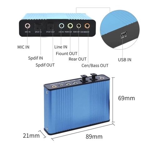 Professional USB Sound Card 6 Channel 5.1 Optical External Audio Card Converter CM6206 Chipset Compatible with Laptop Desktop(Blue) in Saudi Arabia